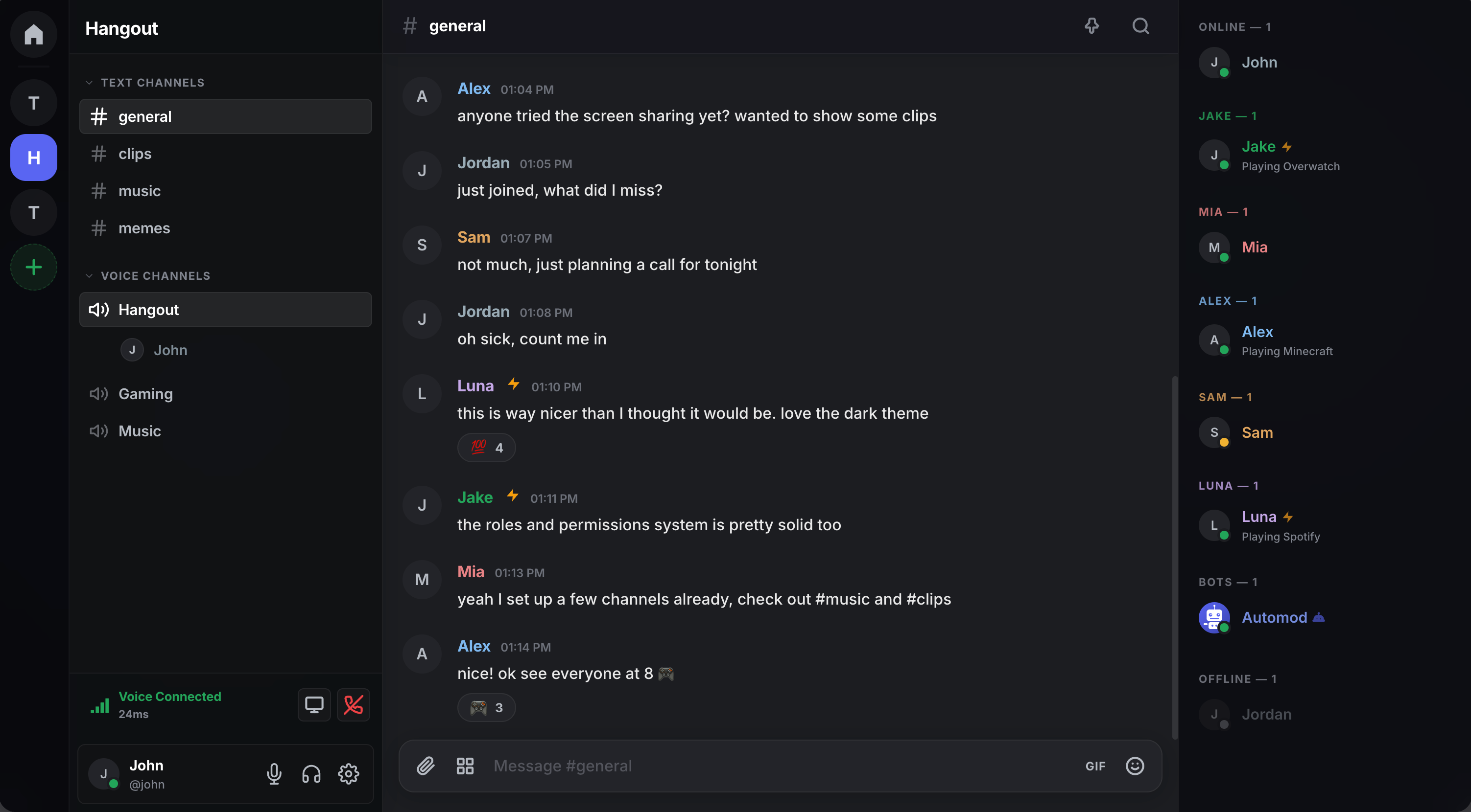 SellServ Voice — text and voice chat with channels, roles, and more